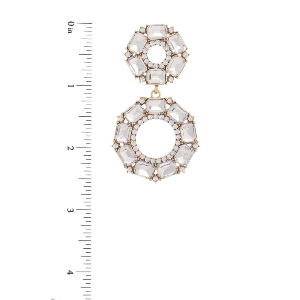 Double Circle Rhinestone Earring - Picture 6 of 6